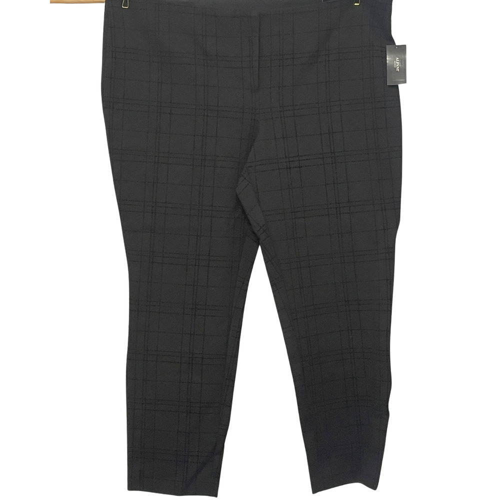 Alfani Plus Sz 22W Skinny Leg Ankle Pants 44x28.5 Comfort Waist Black Plaid New